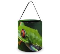 Animal Frog Green Leaf Leaves Halloween Tote Candy Bags Trick Or Treat Candy Bags Reusable Candy Basket With Handles Multipurpose Gifts Bag For Festival Party Gathering