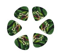 Animal Frog Green Leaf Leaves print Guitar Picks 12PCS Mixed Gauges(0.46/0.71/0.96mm) with Case, for Guitar/Ukulele