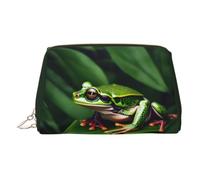 Animal Frog Green Leaf Leaves Print Makeup Bag Cosmetic Bags for Women Travel Pouch Toiletry Storage Bathroom Organizer
