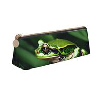 Animal Frog Green Leaf Leaves Print Versatile Usage Lightweight Pencil Case Pouch Zippered Pen Storage School Students