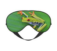 Animal Frog Green Leaf Leaves Sleep Eye Mask Smooth Soft Adjustable Shading Blindfold Eye Mask for Rest Travel