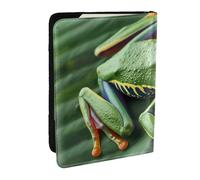 Animal Frog Leaves Printed Passport Holder - 6.5 x 4.5 Inch RFID Blocking Travel Wallet,Stylish Passport Cover,Lightweight Document Organizer for Cards