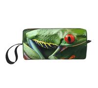 Animal Frog Leaves Printed Travel Makeup Bag Portable Cosmetic Bag Makeup Case Toiletry Handbag Organiser for Women
