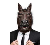 Animal Full Head Masks - Funny Scary Latex Husky Dog, Eagle, Monkey, Donkey, Horse Realistic Mask Fancy Dress For Halloween Party Costume Accessories, Brown Horse Mask