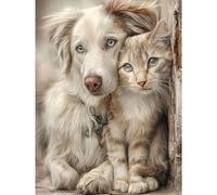 Animal Full Round Drill Diamond Art Painting Kit, 5D DIY Diamond Art 30x40cm for Adults Beginners, Cat Dog Pet Wall Decor, Home Gift Idea with Complete Gem Art Tools