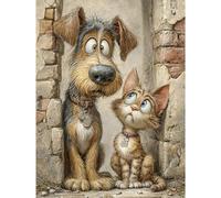 Animal Full Round Drill Diamond Art Painting Kit, 5D DIY Diamond Art 30x40cm for Adults Beginners, Cat Dog Pet Wall Decor, Home Gift Idea with Complete Gem Art Tools