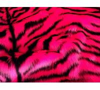 Animal Fun Faux Fur Fabric Material - Cerise Pink Tiger, Sample - 10cmx10cm