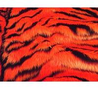 Animal Fun Faux Fur Fabric Material - Orange Tango Tiger, 1/2Mtr - 150cmx50cm