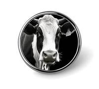Animal Funny Cow Head Black White Badge Holder Exquisite Round Badge with Picture Pin DIY Button Badges Personalized Metal Button Pin Fashion Brooch Crafts Gifts Clothes Decorative Pins