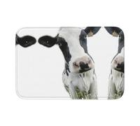 Animal Funny Cow Head Black White Crystal Velvet Lock Edge Floor Mat 40x60, Non Slip, Easy To Clean, Comfortable Foot Feel