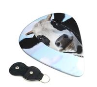 Animal Funny Cow Head Black White Guitar Picks 6-Pack - Pick Set (0.46mm / 0.71mm / 0.96mm) Suitable For Guitar And Ukulele Playing