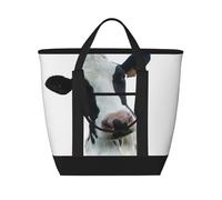 Animal Funny Cow Head Black White,Lunch Bags Large Capacity Insulated Tote Bag For Women Men Work Picnic Travel
