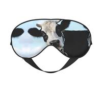 Animal Funny Cow Head Black White Print Sleep Mask Silk Eye Cover Soft Satin Blindfold Elastic Strap Night Eyeshade Travel Nap for Women Men