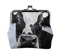 Animal Funny Cow Head Black White Printed Coin Purse Pouch-Mini Coin Wallet,Change Purse,Leather Coin Pouch Holder For Woman Girls, Black, One Size, Modern,european Style, Retro