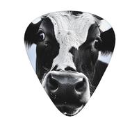 Animal Funny Cow Head Black White Printed Custom 12 Pieces Guitar Pick In A Box,The Pick Makes Sound Clear, Ukulele, Electric Bass (0.46 0.71 0.96mm)