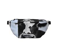 Animal Funny Cow Head Black White Printed Fanny Pack Waist Bag for Men Women, Adjustable Bumbags Hip Bum Bag Travel Crossbody Bags Sports Running Hiking Belt Bag