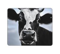 Animal Funny Cow Head Black White Printed Gaming Mouse Pad 10.3x8.3 Inches, Non-Slip Rubber Base Laptop Mousepad Desk Mat with Stitched Edges for Gamer, Office, Home