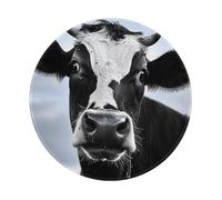 Animal Funny Cow Head Black White Printed Gaming Mouse Pad 2 PCS, Round Non-Slip Rubber Base Laptop Mousepad Desk Mat for Gamer, Office, Home