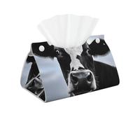 Animal Funny Cow Head Black White Printed Long Tissue Box Cover Leather Modern Tissue Case Tissue Box Holder for Home Office Decor Bathroom Car