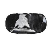Animal Funny Cow Head Black White Printed Oxford Fabric Pencil Case with Spacious Design for School, Office, Travel - Multi-Use Stationery & Makeup Pouch