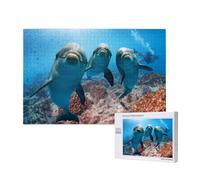 Animal Funny Dolphin Printed,1000 Pieces Wooden Jigsaw Family Game Jigsaw Puzzles for Adults Teens Home Decor