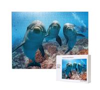 Animal Funny Dolphin Printed,500 Pieces Wooden Jigsaw Family Game Jigsaw Puzzles for Adults Teens Home Decor