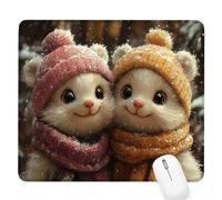 Animal Gaming Mouse Pad, Winter Mouse Pad 360x300x3mm Mousepad Small Size Stitched Edge, Waterproof Non-Slip Rubber Base Mousemat Improves Accuracy and Speed, Desk Mat Laptop for Office and Home D-939