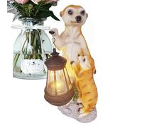 Animal Garden Statue - Meerkat Decor with Solar Light, Mother and Baby Figurine | Outdoor Wildlife Ornament for Lawn, Balcony, Patio, Garden Decoration, Garden Decoration