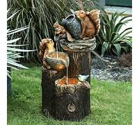 Animal Garden Statue with Solar Garden Lights, Squirrel/Duck Outdoor Sculpture, Cascading Freestanding Garden Resin Statue, Animal Decoration (Solar-Squirrel)
