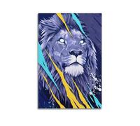 Animal Gazing with Splashed - Ink Lines Set Off Lion Poster Modern Wall Art Canvas Aesthetic Decoration Painting 16x24inch(40x60cm) Unframe-style