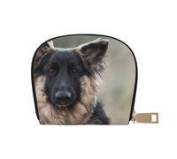 Animal German Shepherd Leather Semi-Circular Card Bag, Compact and Convenient, Easy to Store
