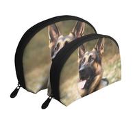 Animal German Shepherd Portable Shell Cosmetic Bag Set - Travel Makeup Organiser with Zipper & Inner Compartments