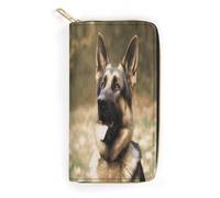 Animal German Shepherd Slim Thin Credit Card Wallet, PU Leather Bifold Cash Wallet, Zipper Coin Pocket Id Window Wallet Storage Bag Wallet Coin Purse Pouch Change Holder Small with Zipper for Men And