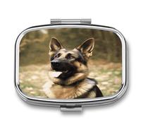 Animal German Shepherd Travel Pill Organizer Portable Daily Waterproof Pill Case Small Medicine Storage Container for Vitamins Fish Oil Cod Liver Oil Earplug Storage