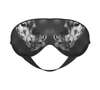 Animal Giraffe Kiss Double Sided Sleep Mask, Adjustable Blackout, Silk-Like Eye Mask for Sleeping,Travel, Soft, Breathable, Lightweight Comfortable Blindfold