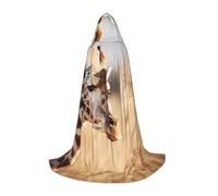 Animal Giraffe Print Print Medieval Hooded Cloak with Hood Renaissance Cape Adult Halloween Cosplay Robe Wizard Costume, Black, Medium