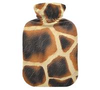 Animal Giraffe Skin Texture Print Khaki Black Water Bottle for hot Water with Soft Cover, 2L Warm Water Bottle for Bed for Menstrual Cramps, Menstrual Cramps, Bolsa de agua Caliente para el Dolor