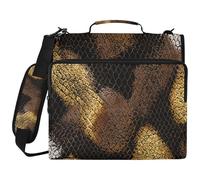 Animal Golden Python Fur Print 3 Ringing 1.5 inch Sturdy Zipper Binder with Handle and Removable Shoulder Strap Waterproof Documents Files Storage Bag Suitable for Middle School Organizadores de