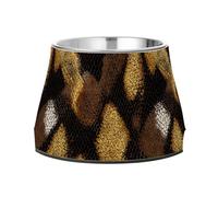 Animal Golden Python Fur Print Feeder Dogs Bowls Elevated Stainless Steel Pets Water Bowls for Medium Dogs Whisker Relief