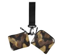 Animal Golden Python Fur Print Women's Wallets Card Cases Compact Size Card Wallet Money Organizer with Keychain for Women 2 Packs monedero Porta tarjetas para Mujer