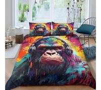 Animal Gorilla Bedding Set Super King Size Duvet Cover Set 3D Bedding Digital Printing Comforter Set And Pillow Covers Home Breathable Textiles (1 Quilt Cover,2 Pillowcases) 200X200 Cm - -38862841316
