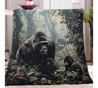 Animal Gorilla Sherpa Fleece Blanket Black Soft Cosy Warm Fluffy Throw Blanket, Throw Blanket for Bed Sofa Chairs, Throw Blanket as Gifts for Kids, Adult 130x150 cm