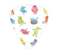 Animal Guitar Picks Picks 12 Pack with Thin Box,Colorful Cute Birds Watercolor Effect Funny Mascots Paint Brush Art Kids Design,Special Guitar Plectrums Gift Set for Guitarist,Multi