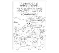Animal Habitats Coloring Booklet in Grayscale Illustrative Style