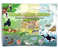 Animal Habitats Sticker and Coloring Book. 9 Habitats with Stickers and Coloring Pages. Engaging, Educational, Interactive, Fun, and Colorful.