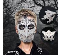 Animal Halloween Cosplay Resin Dog Bone Teeth Scary Wolf Werewolf Costume The Mask Costume(C Khaki,16x15x10cm)