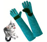 Animal Handling Gloves Bite Proof - 45cm/17.72in Pet Anti-Bite Work Gloves, Bird Cat Dog Snake Lizard Falconry Bite Resistant Protective Gloves for Welding, Gardening, Pruning, Pet Grooming (Green)