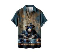 Animal Handsome Fox Graphic Men's Hawaiian Aloha Shirt Monkey Gentleman Gorilla Chimpanzee 3D Print Short Sleeve Button Up Beach Vacation Blouse Tops