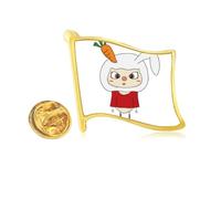 Animal Hare Nature White Carrot UU Golden Metal Flag Lapel Pin Badge