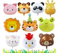 Animal Head Balloons, 10 pcs Animals Head Foil Balloons, Animals Head Giant Balloon for Kids Birthday Decorations Baby Shower Jungle Animal Theme Party Decor Supplies